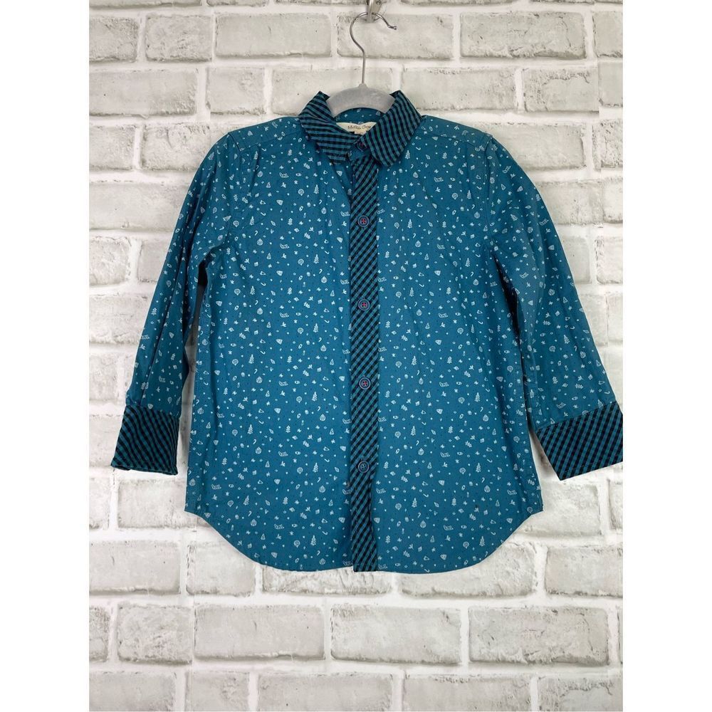 Matilda Jane Jack Frost Button Down Holiday Print Long Sleeve Top Size 4